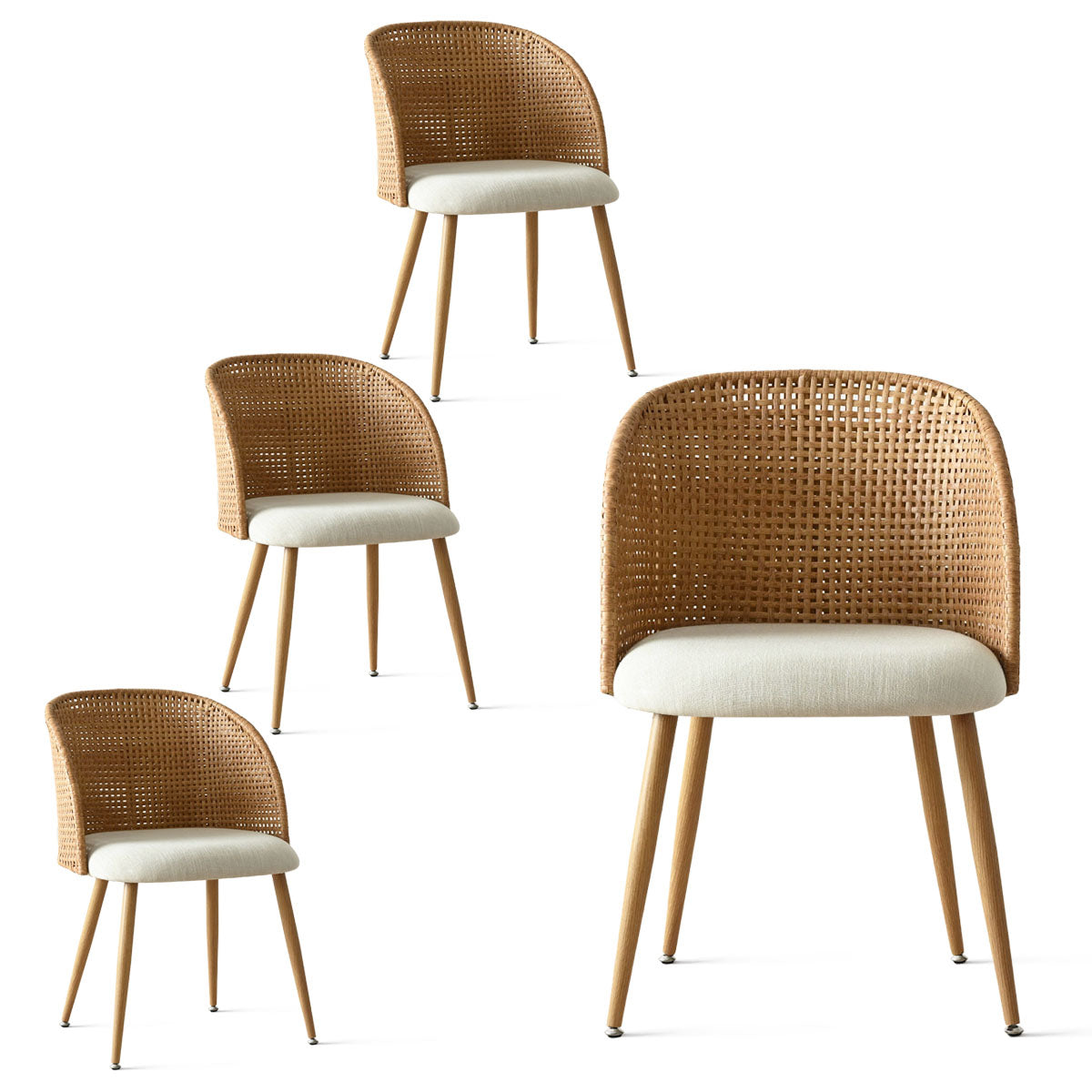 Grasse Rattan Upholstered Dining Chair (Set of 4)