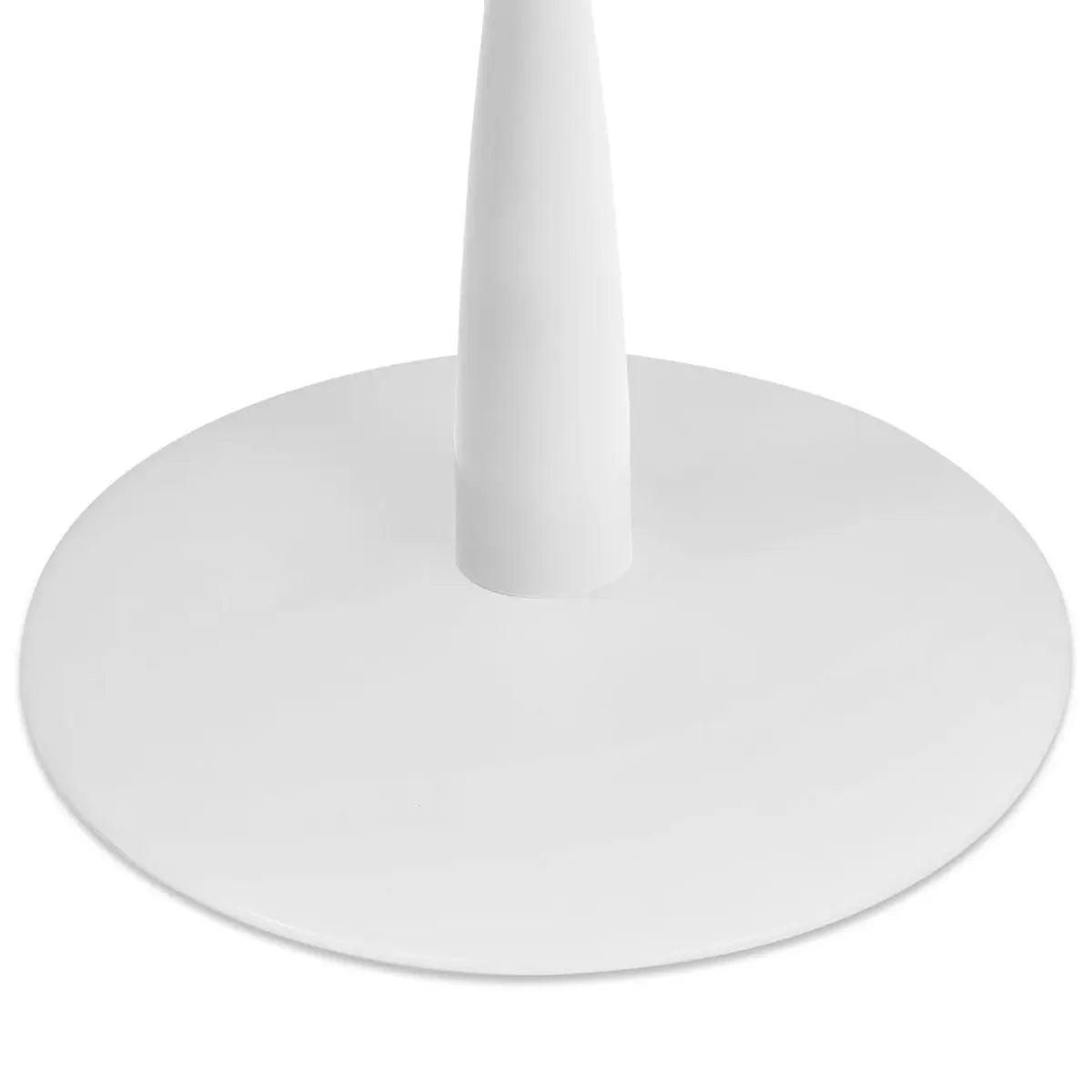 Close-up of stylish white base of Harris Modern Large Oval Dining Table, minimalistic design.