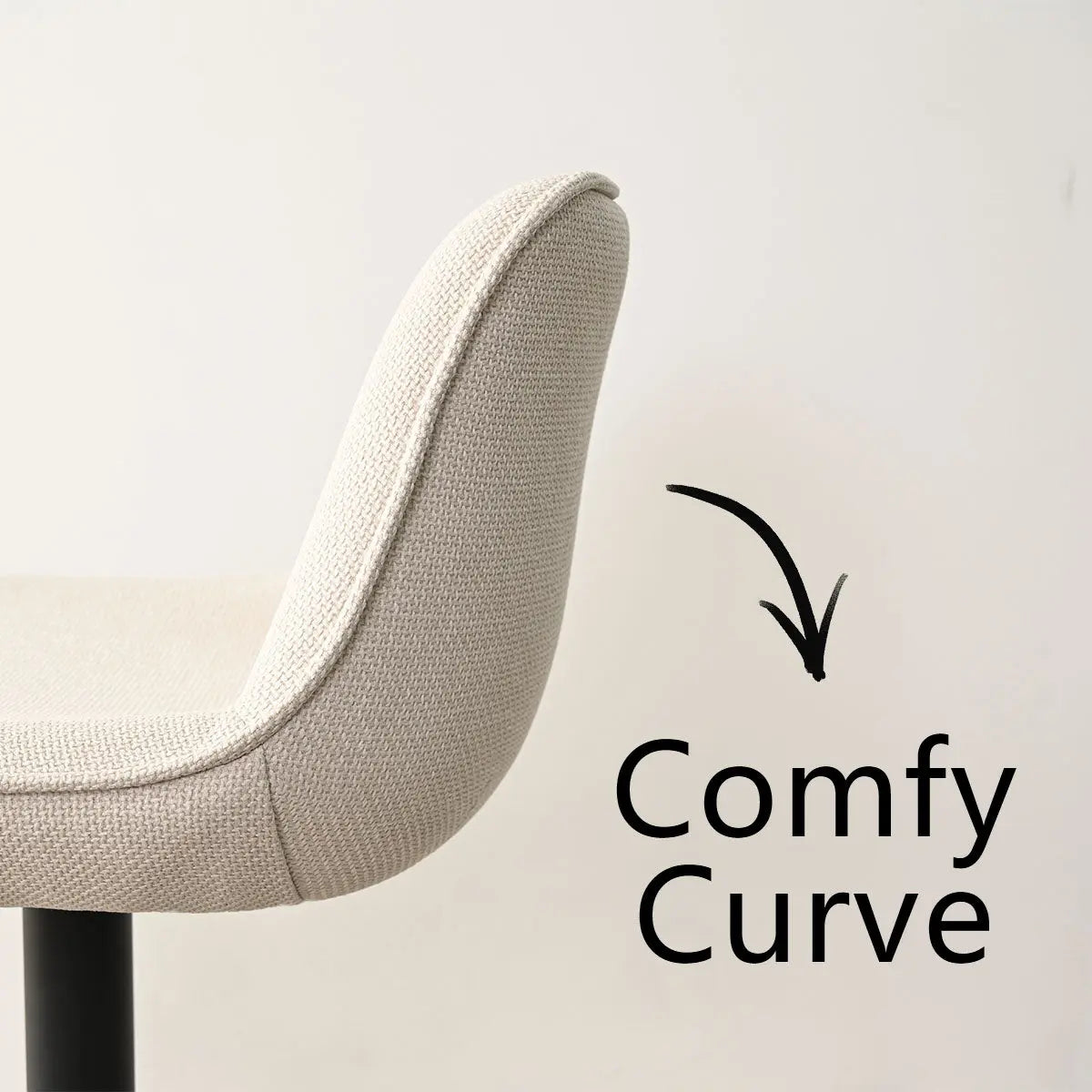 Close-up of Hunter Modern Upholstered Swivel Stool with comfy curve design, light fabric texture.