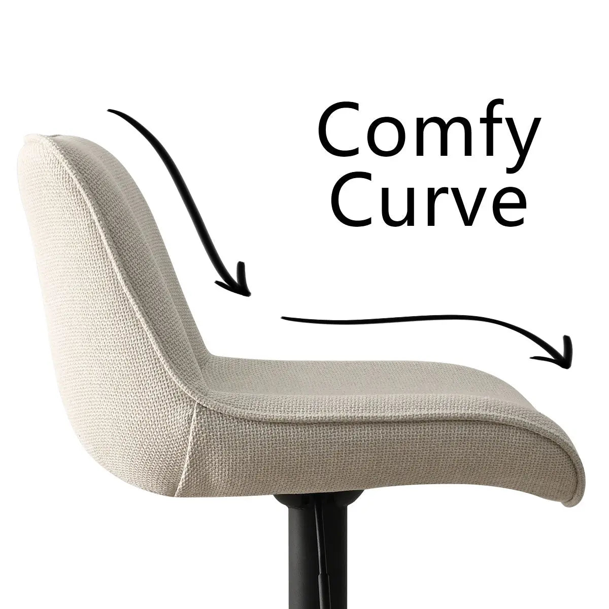 Hunter Modern Upholstered Swivel Adjustable Counter Stool with comfy curve, beige fabric upholstery.