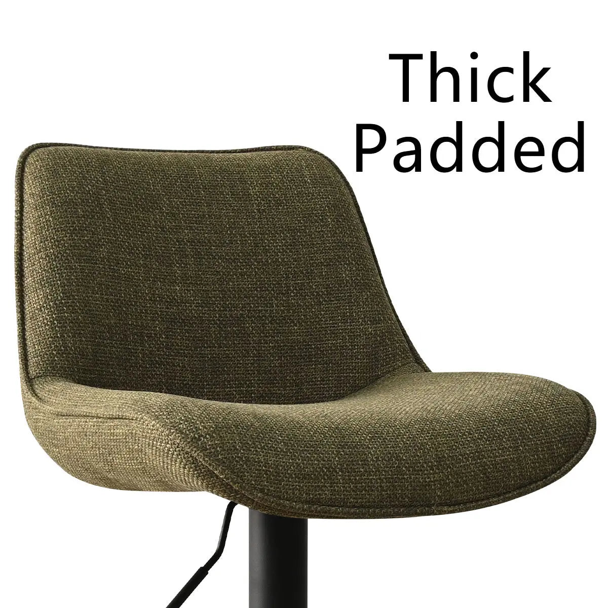 Hunter Modern Upholstered Swivel Adjustable Counter Stool, thick padded seat, green fabric texture.