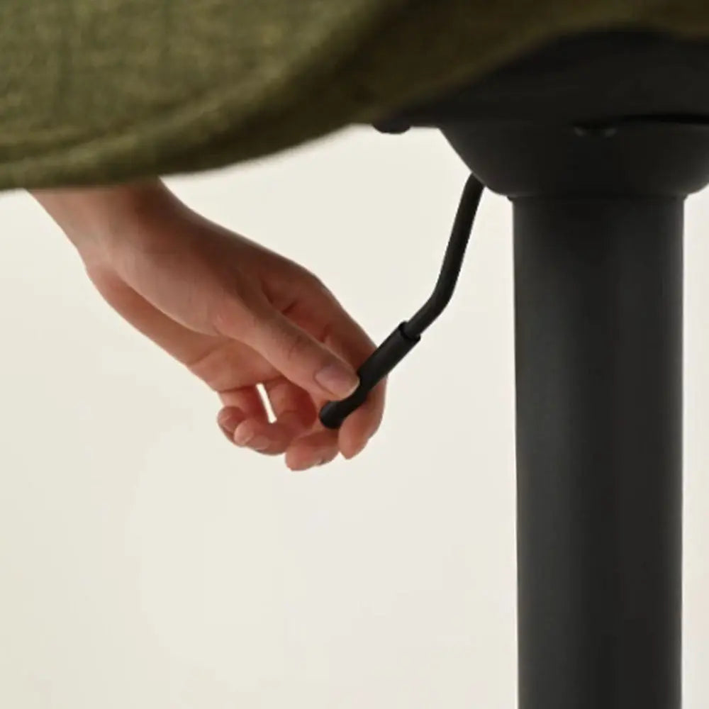 Adjusting lever of Hunter Modern Upholstered Swivel Adjustable Counter Stool, close-up view.