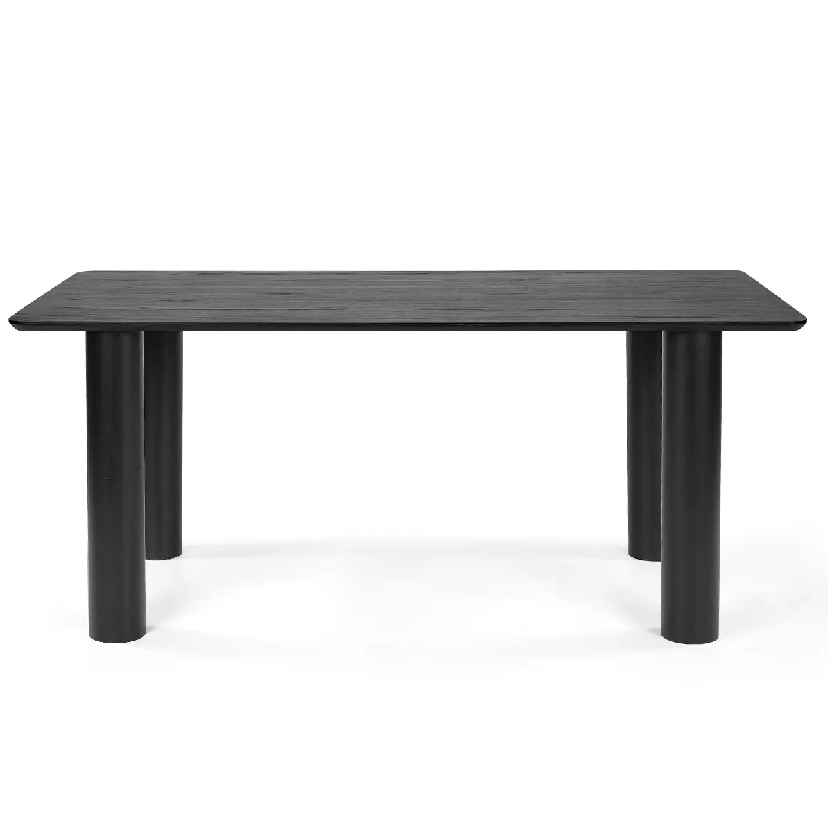 Johson Modern Solid Oak Rectangle Dining Table in sleek black, spacious design accommodates gatherings.