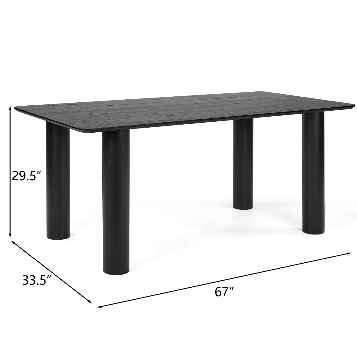 Johson Modern Solid Oak Rectangle Dining Table dimensions: 29.5" x 33.5" x 67".