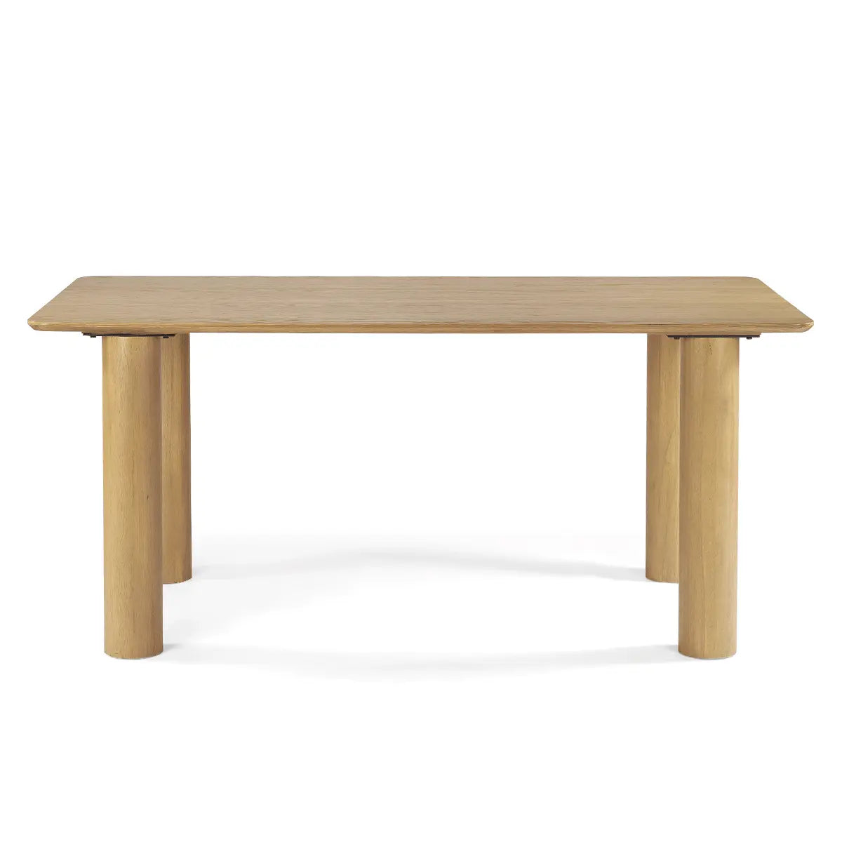 Johson Modern Solid Oak Rectangle Dining Table with natural finish, sturdy legs, minimalistic design.