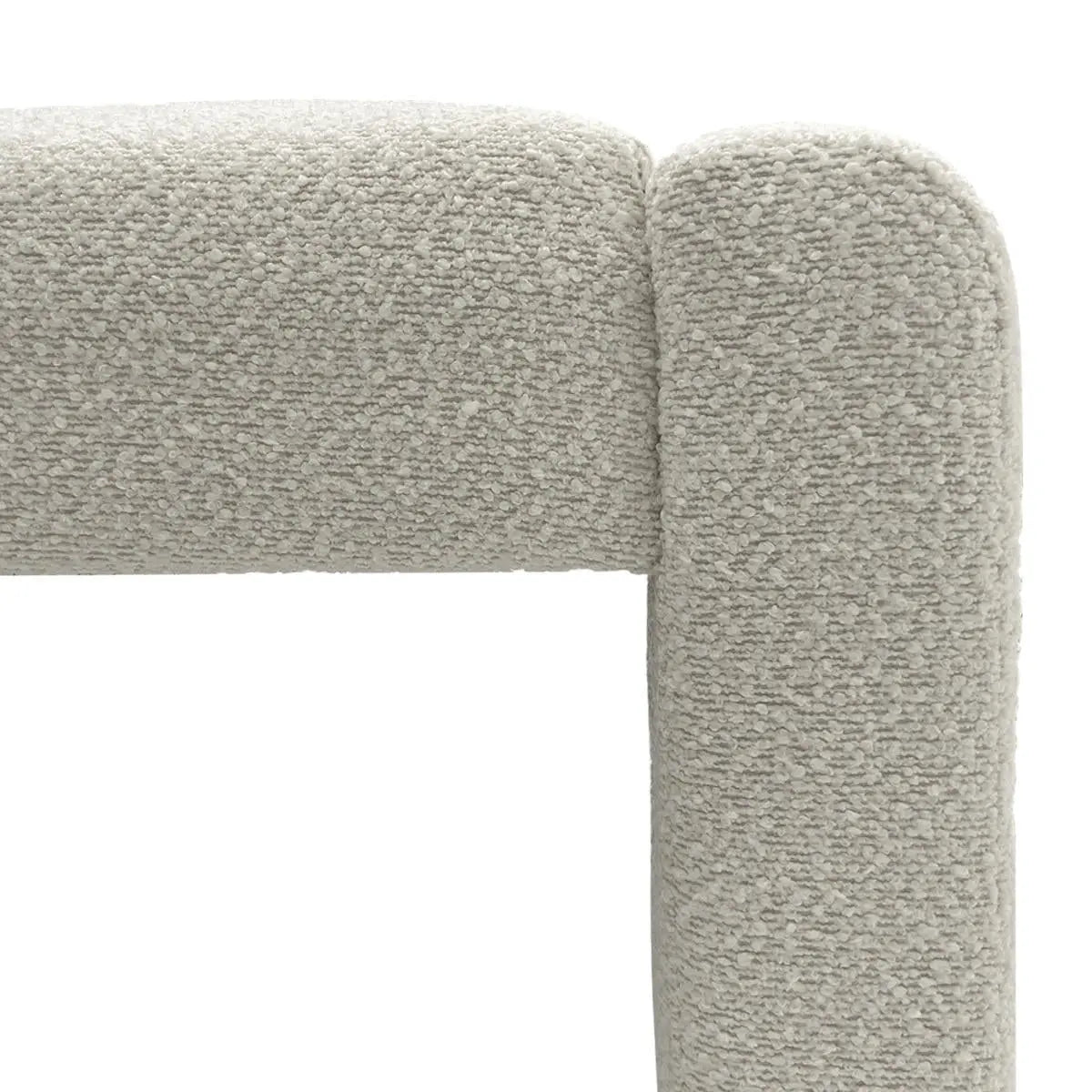 Close-up of Kaia Modern Beige Upholstered Waterfall Bench texture, emphasizing soft, modern design.