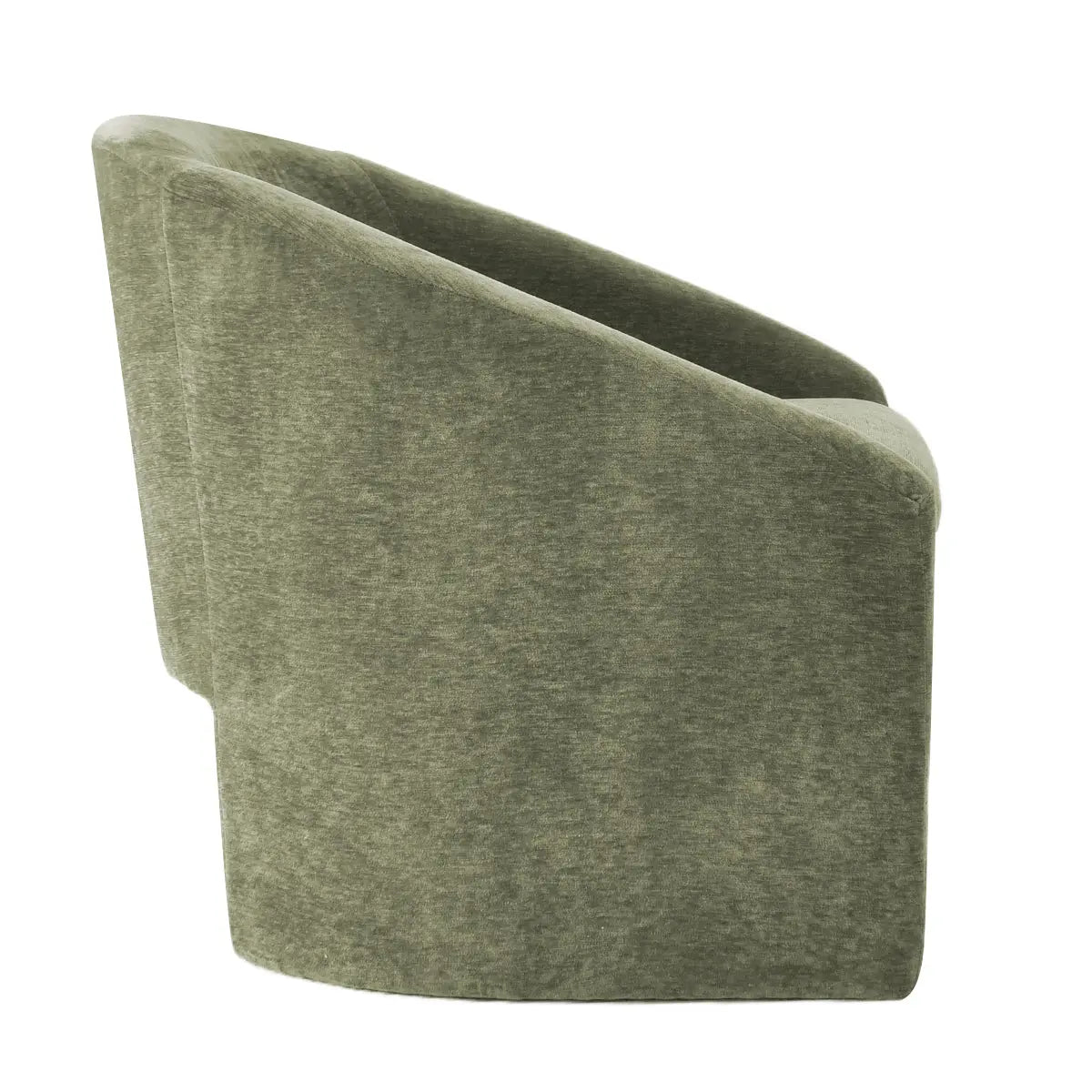 Kiki Modern Chenille Boucle Accent Chair with Arms in green, side view, stylish home seating.