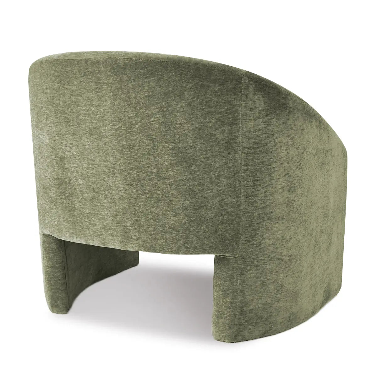 Kiki Modern Chenille Boucle Accent Chair with Arms in green, showing back view, no background.