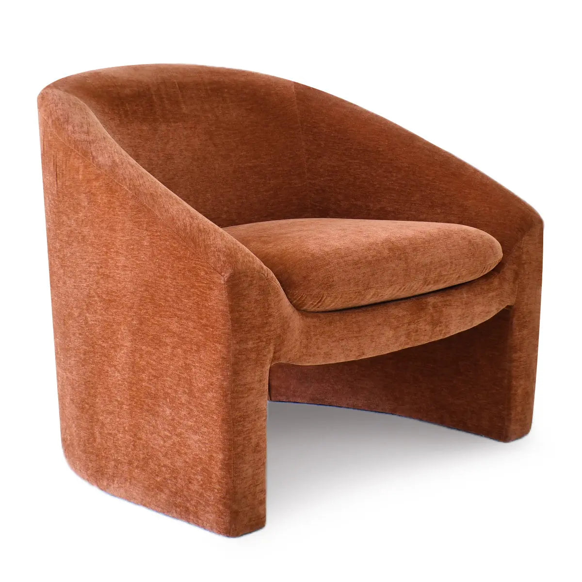 Kiki Modern Chenille Boucle Accent Chair with Arms, modern style, brown fabric, close-up view.