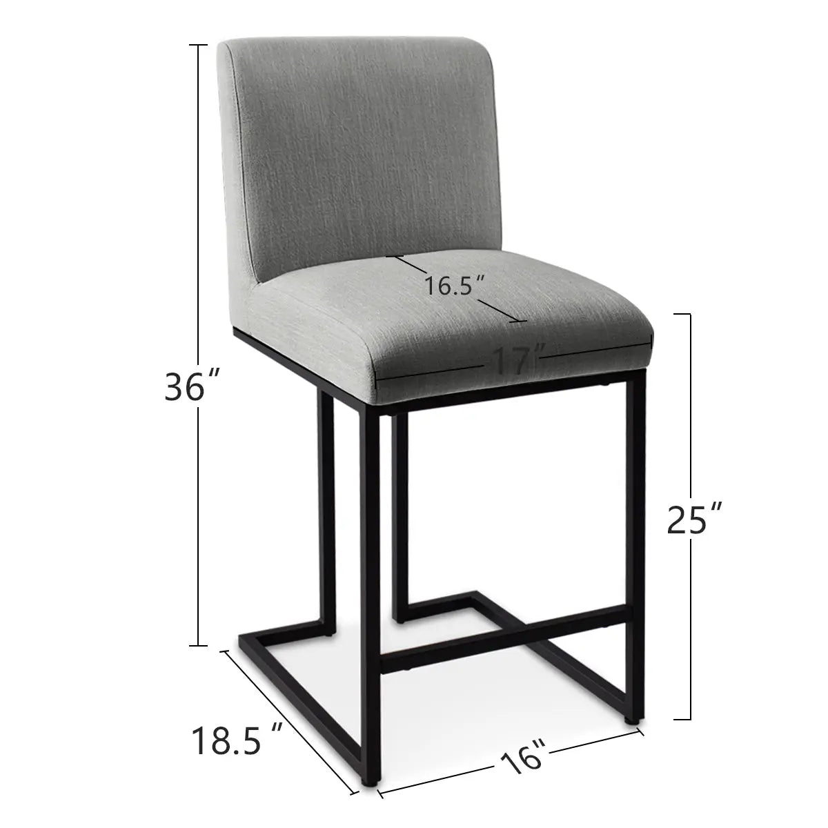 Mason Modern Metal Frame Upholstered Counter Stool dimensions, featuring sleek design and stylish upholstery.