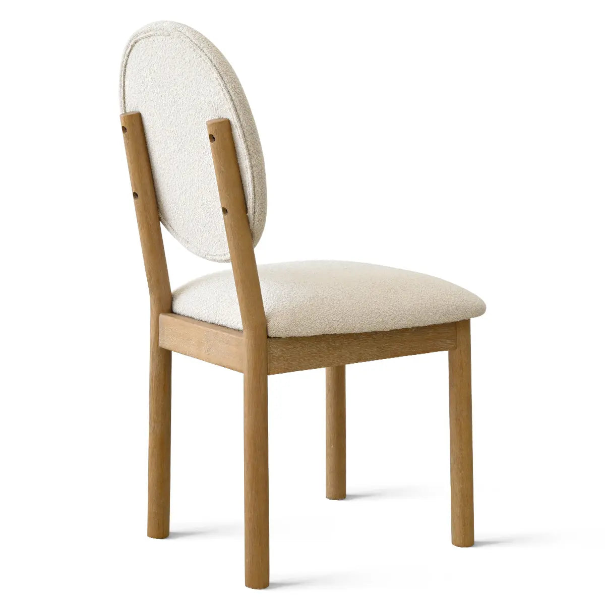 Maye Boucle Beige Upholstered Dining Chair with wooden frame and boucle fabric upholstery.