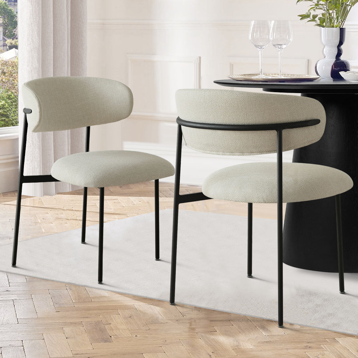 Merida Upholstered Dining Chair With Metal Legs (Set of 2)