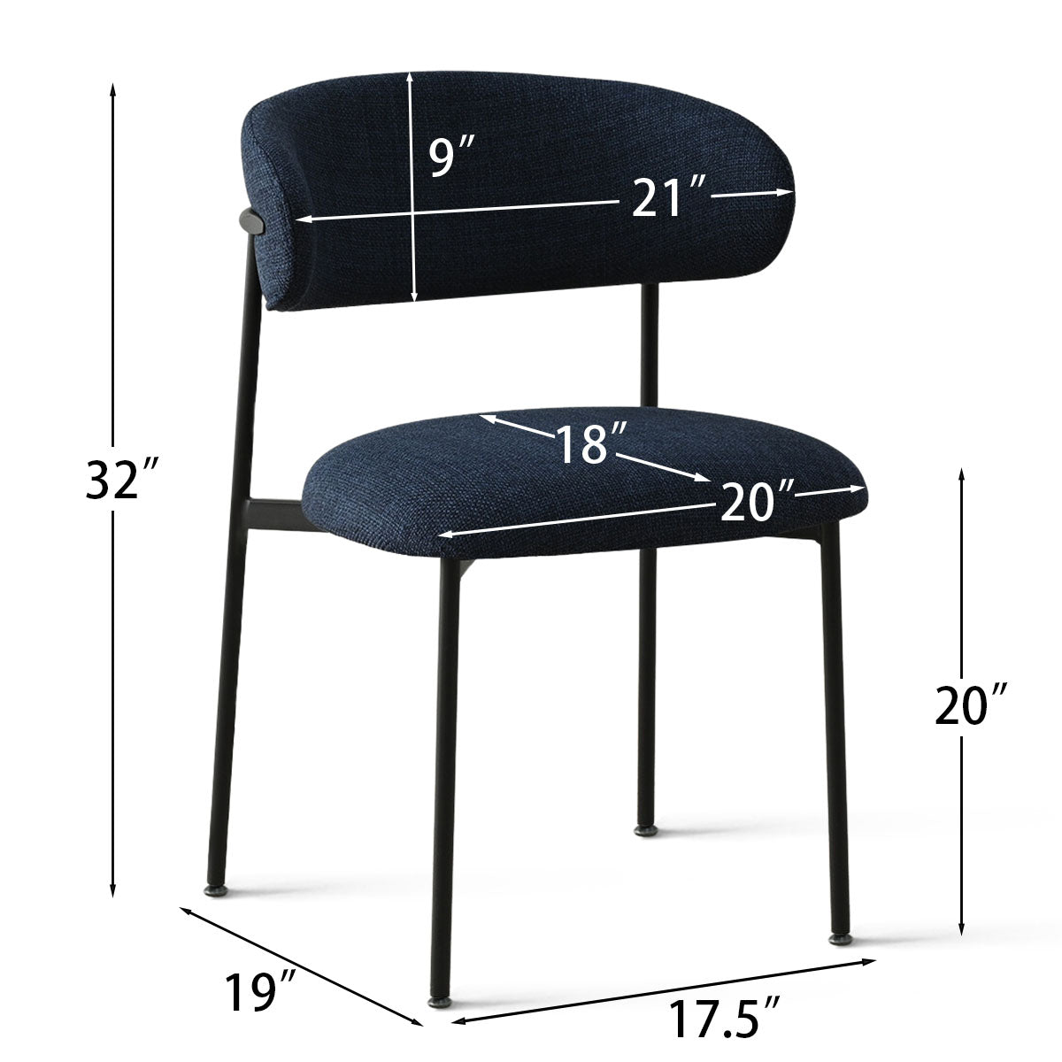 Merida Upholstered Dining Chair With Metal Legs (Set of 2)