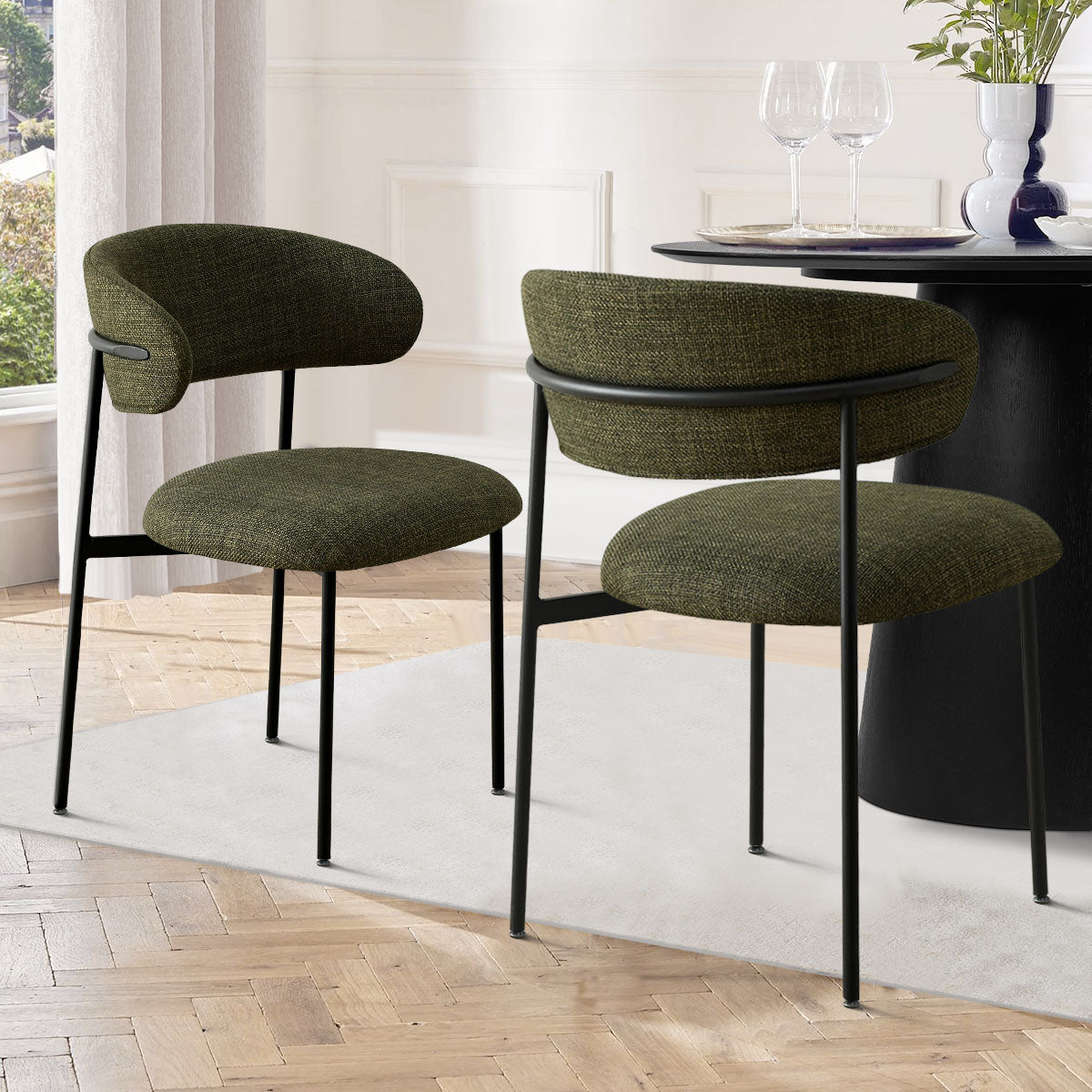 Merida Upholstered Dining Chair With Metal Legs (Set of 2)