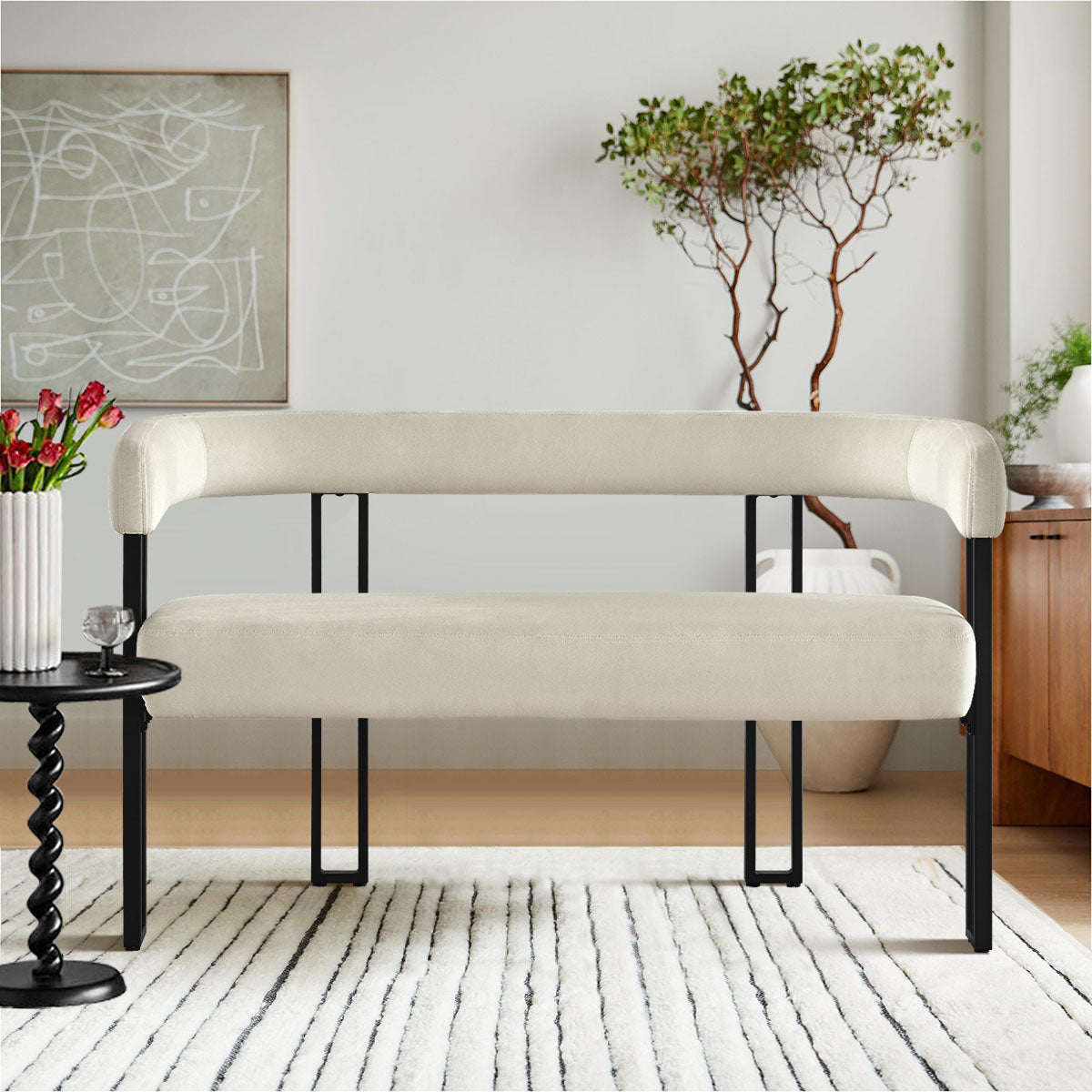 Mia 48.5" Modern Velvet Bench