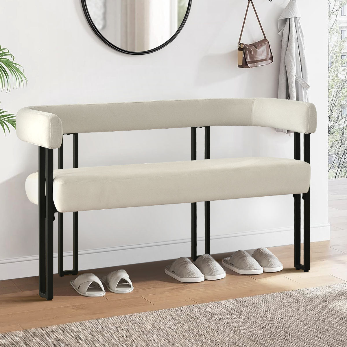 Mia 48.5" Modern Velvet Bench