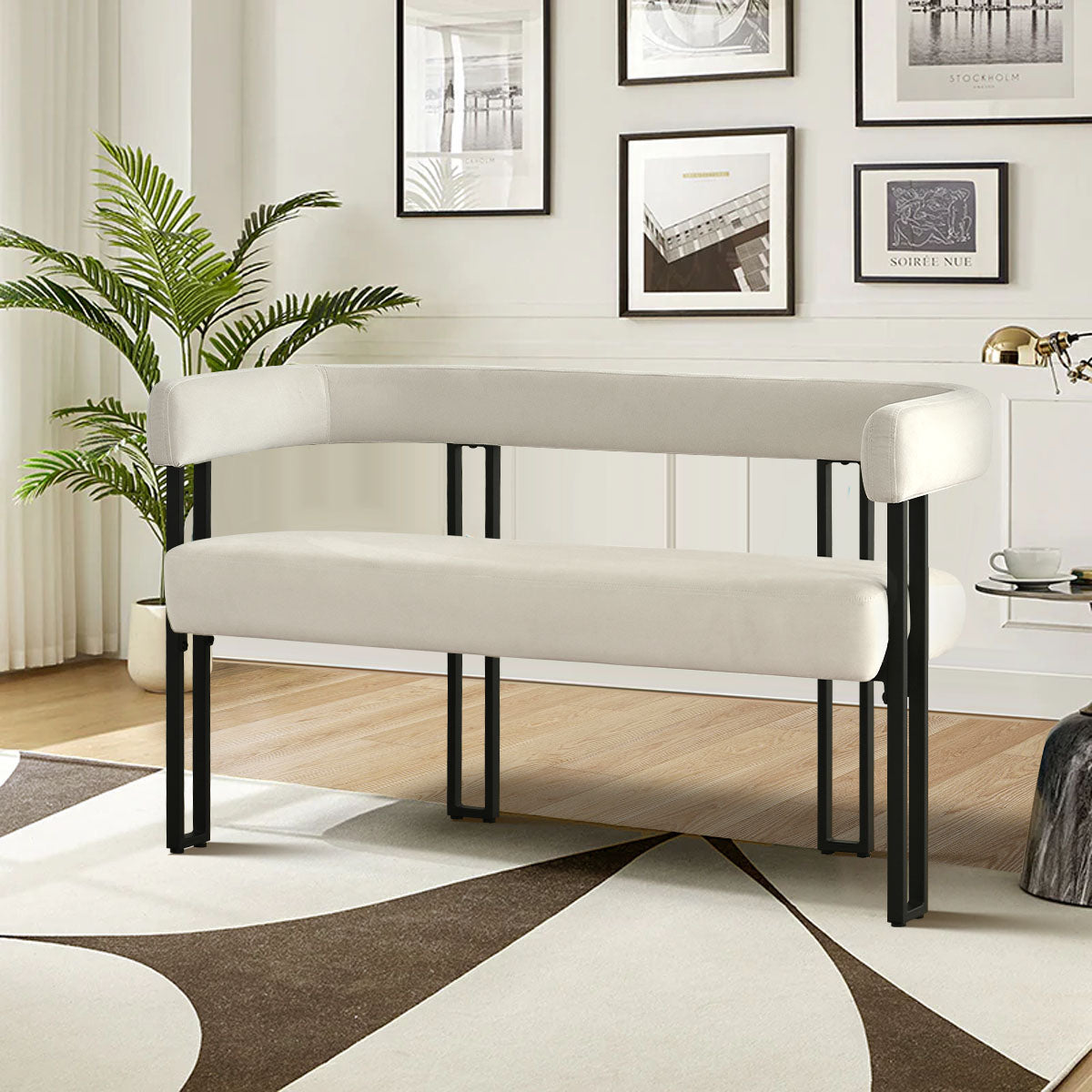 Mia 48.5" Modern Velvet Bench