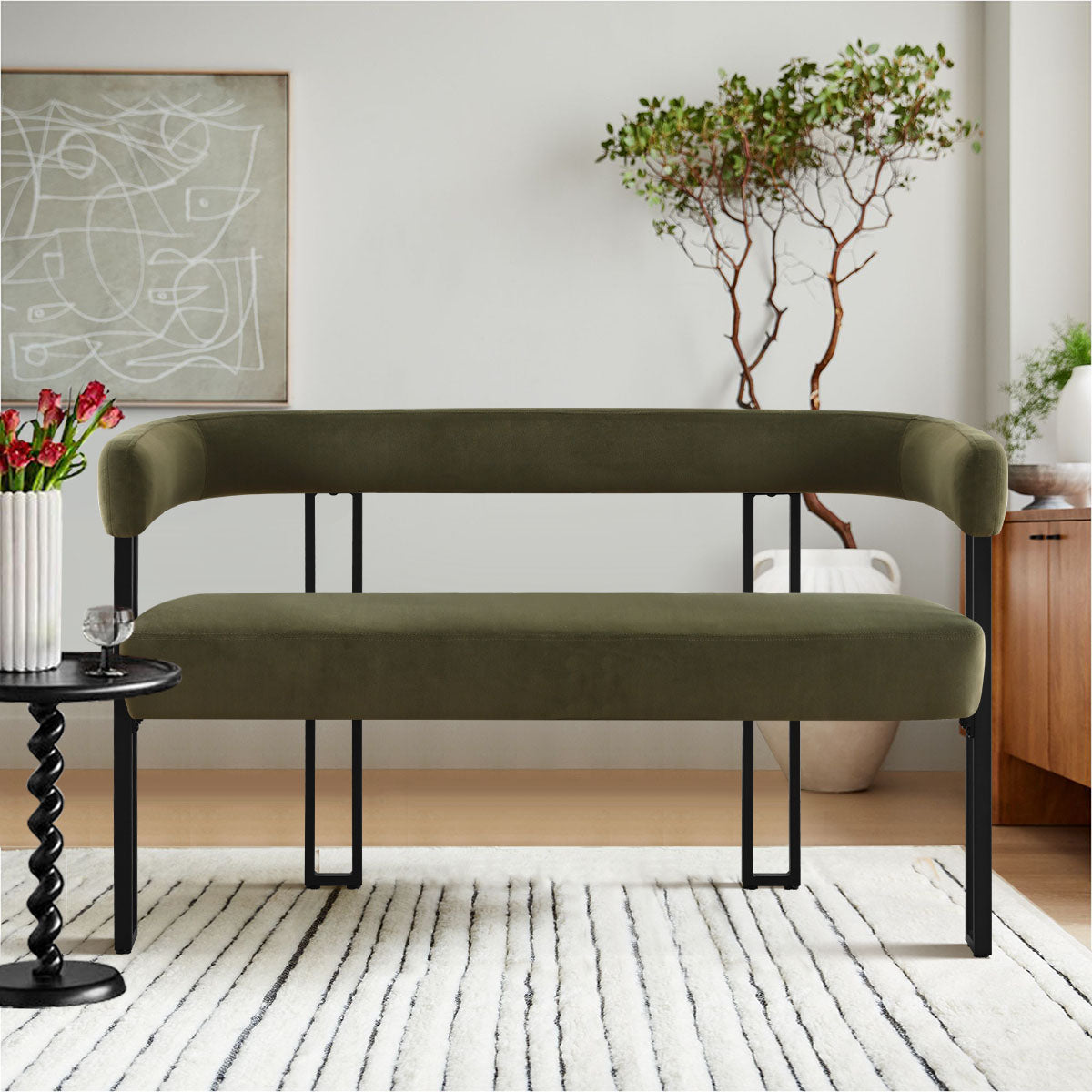 Mia 48.5" Modern Velvet Bench