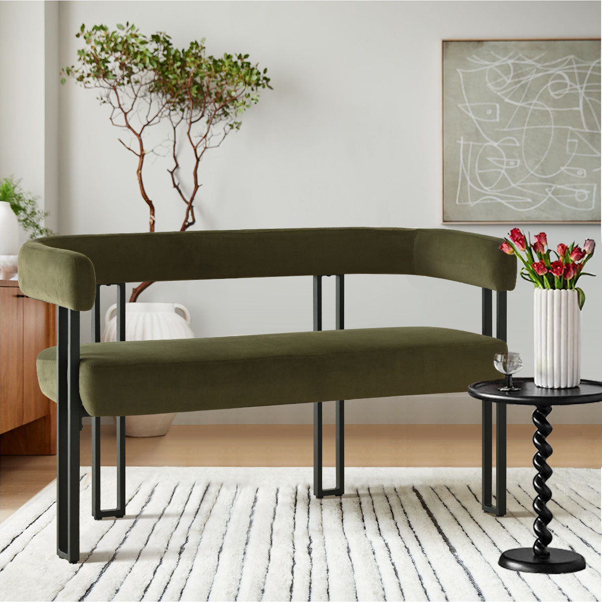 Mia 48.5" Modern Velvet Bench