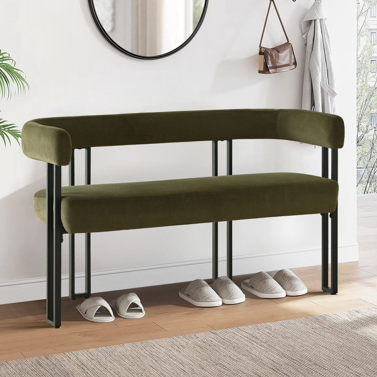 Mia 48.5" Modern Velvet Bench