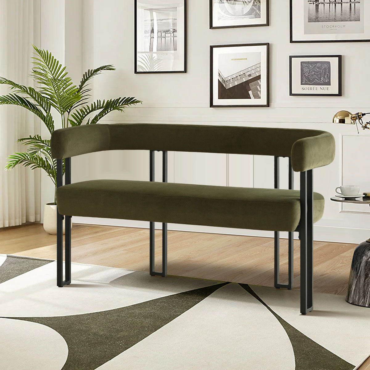 Mia 48.5" Modern Velvet Bench