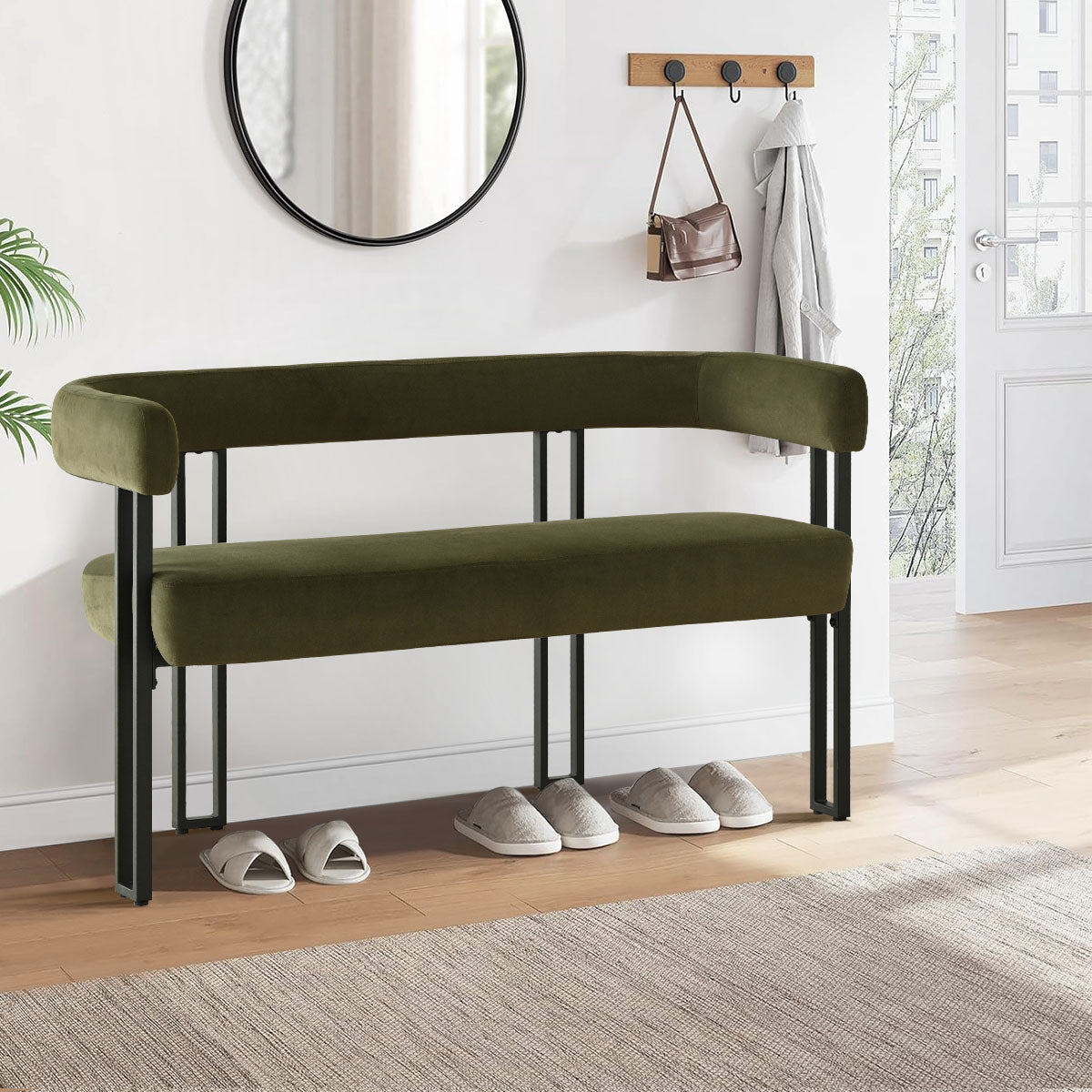 Mia 48.5" Modern Velvet Bench