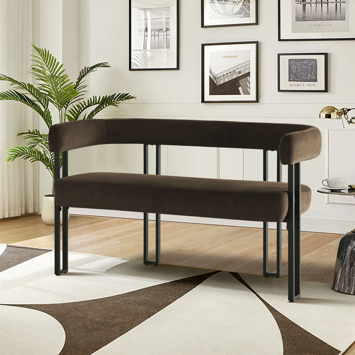 Mia 48.5" Modern Velvet Bench