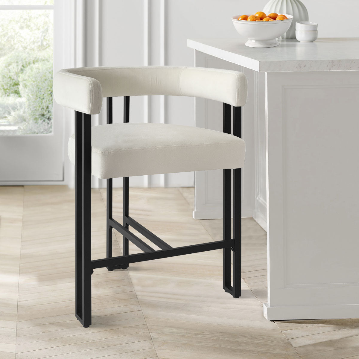 Mia 24" Modern Velvet Accent Counter Stool