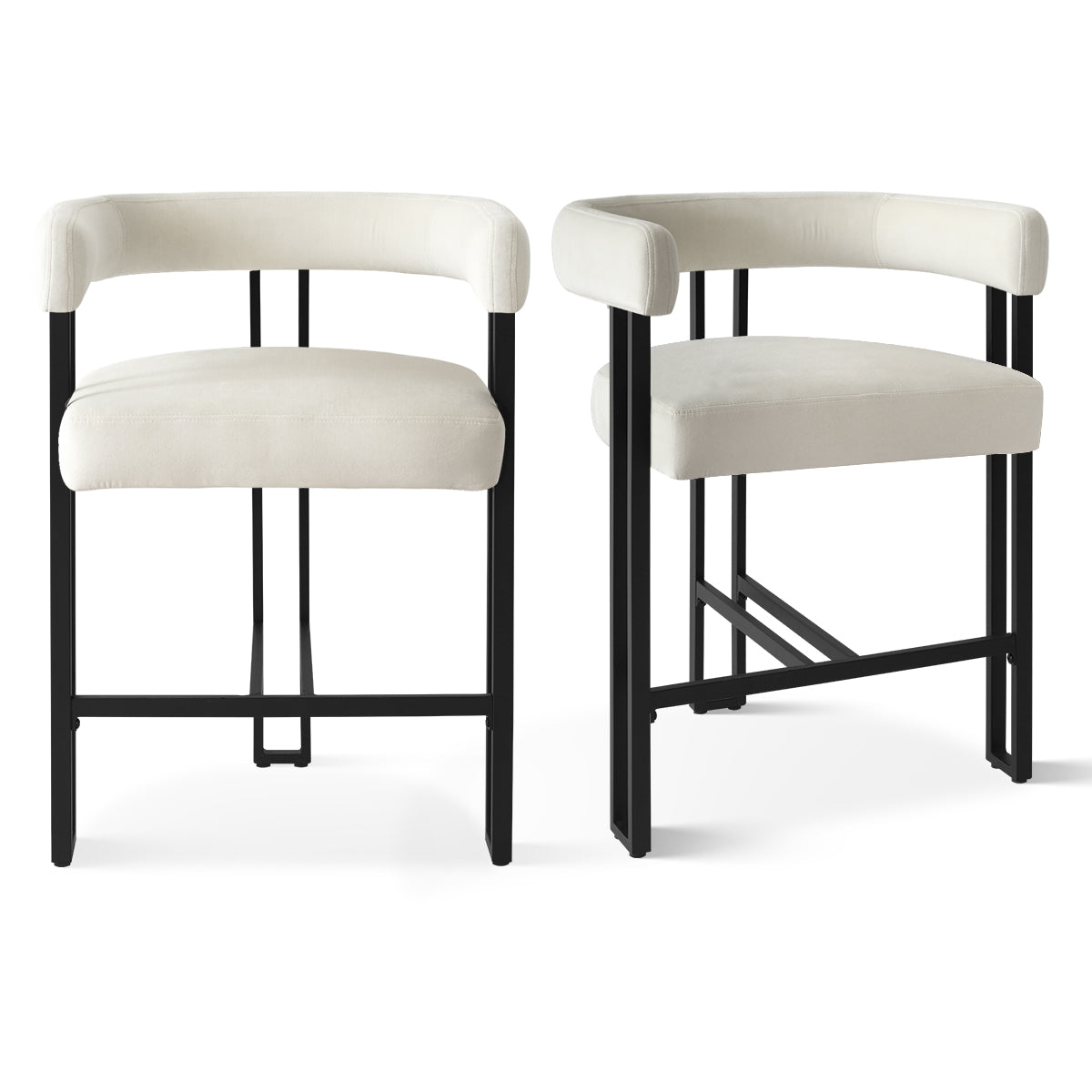 Mia 24" Modern Velvet Accent Counter Stool (Set of 2)