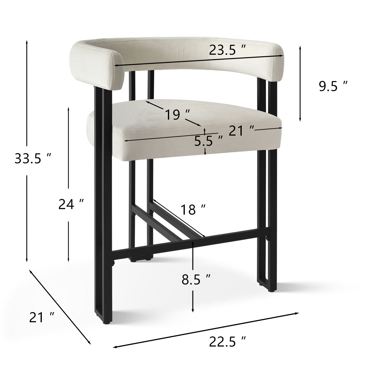 Mia 24" Modern Velvet Accent Counter Stool