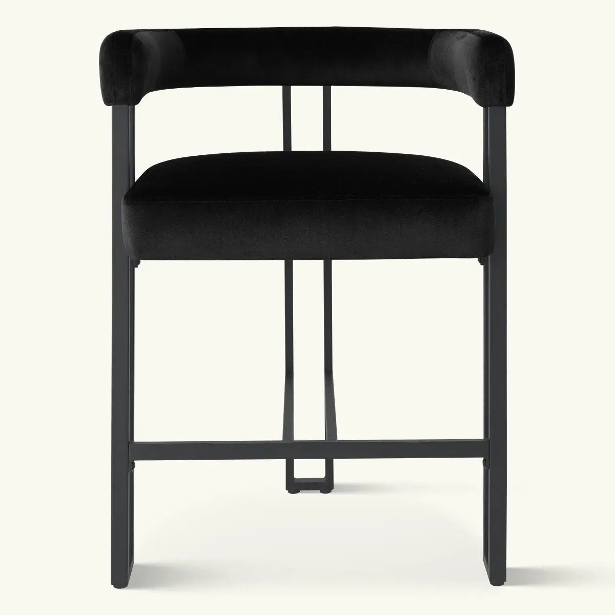 Mia Modern Velvet Accent Counter Stool, black velvet, metal frame, contemporary design, neutral background.