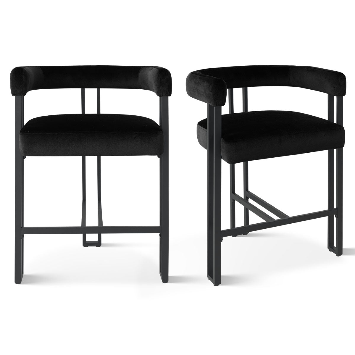 Mia 24" Modern Velvet Accent Counter Stool (Set of 2)