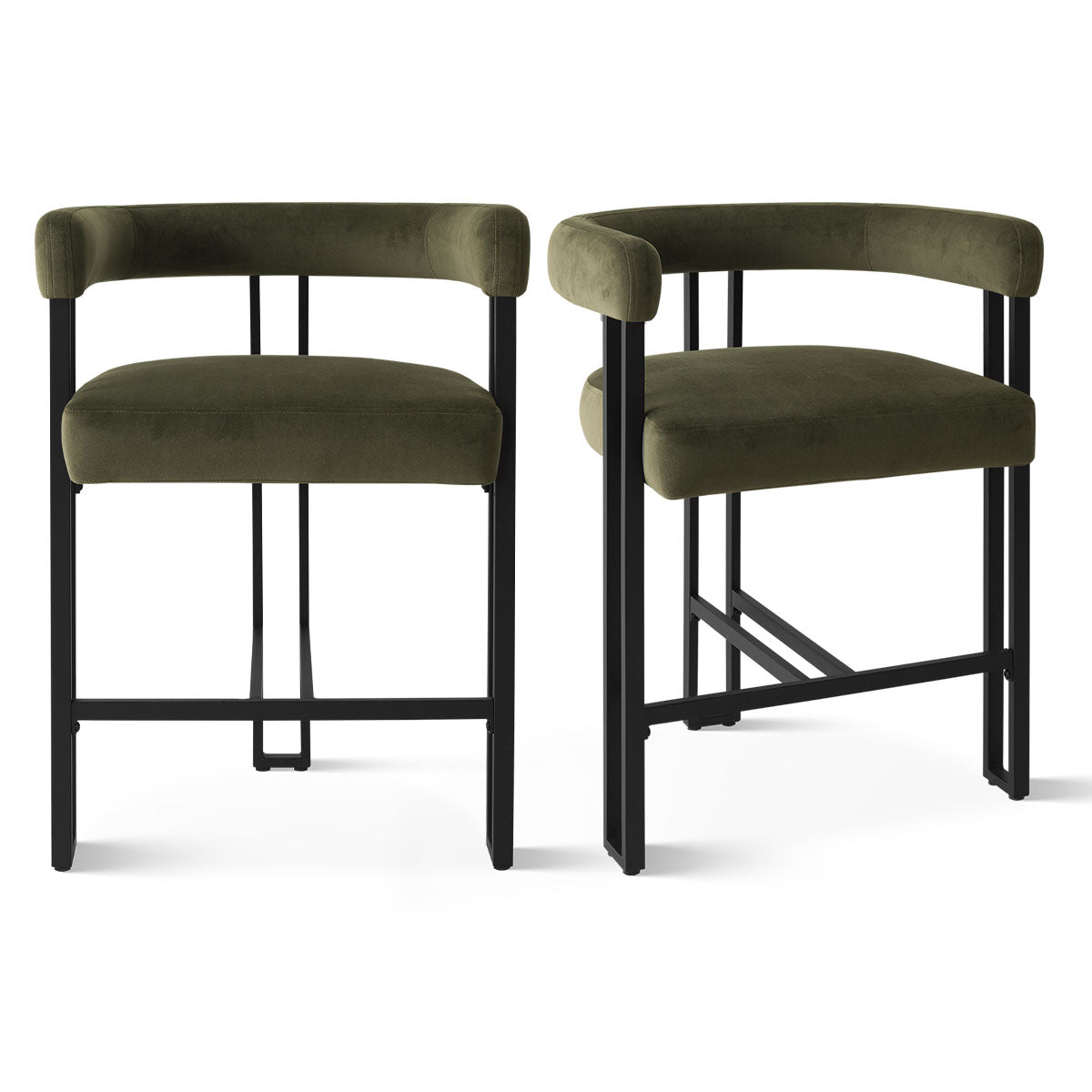 Mia 24" Modern Velvet Accent Counter Stool (Set of 2)