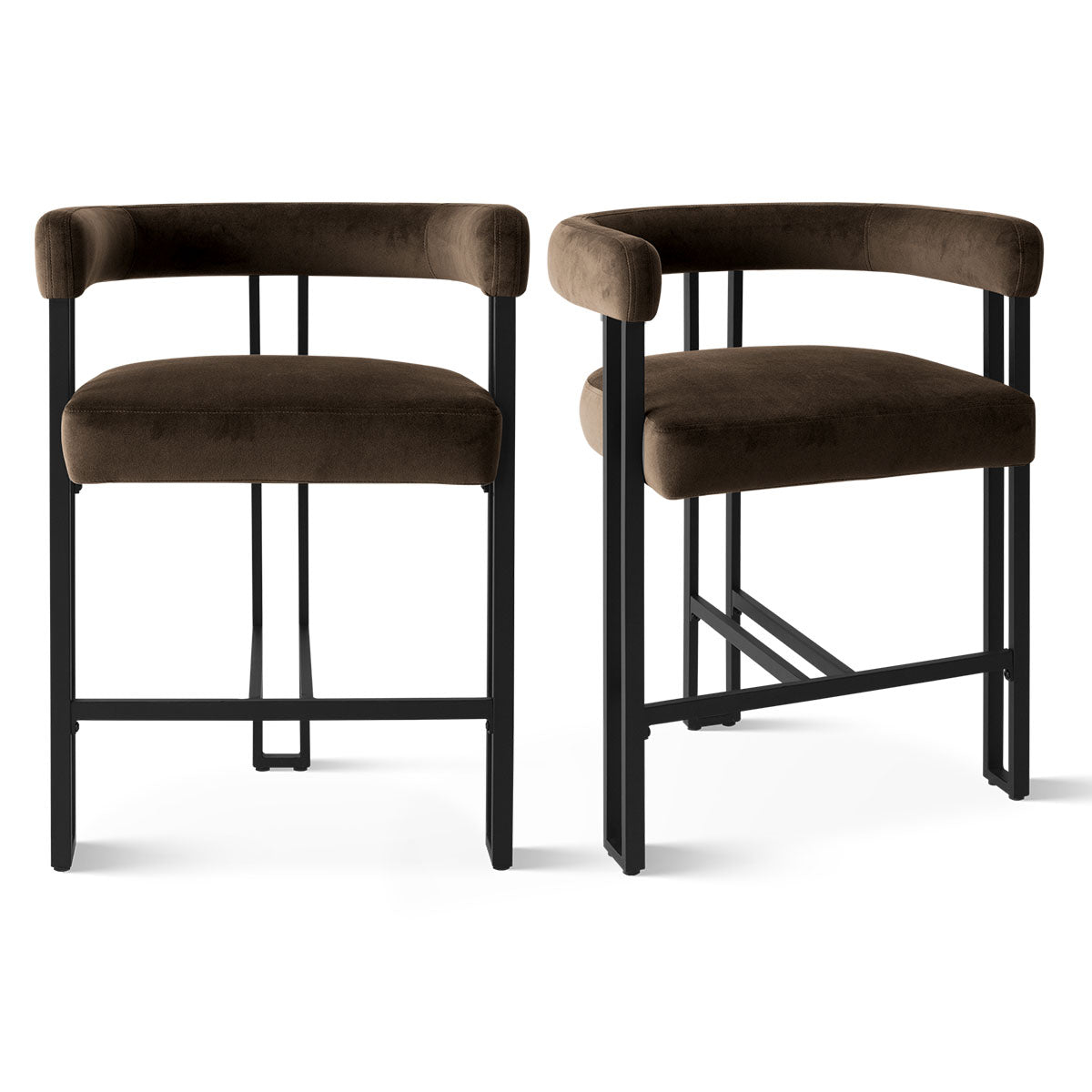 Mia 24" Modern Velvet Accent Counter Stool (Set of 2)