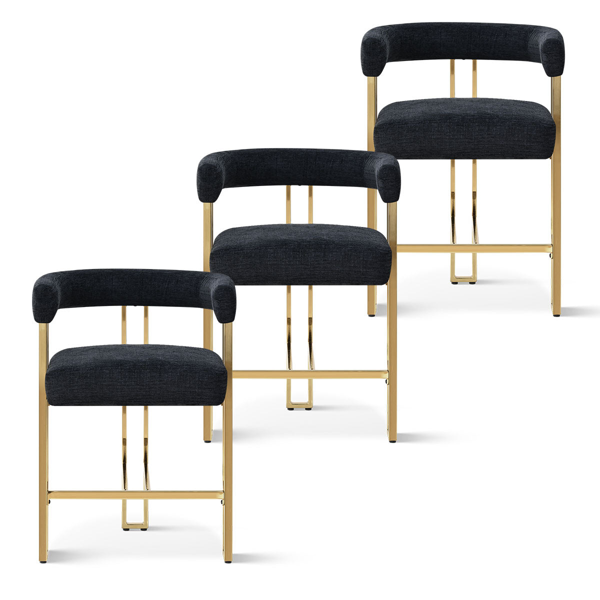 Mia 24" Modern Gold Chenille Counter Stool with Arms (1-piece)