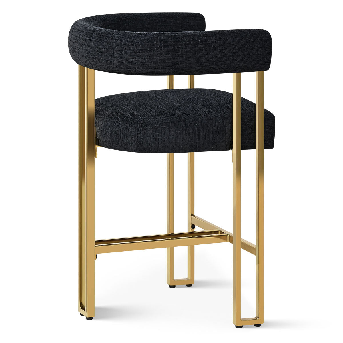 Mia 24" Modern Gold Chenille Counter Stool with Arms (Set of 2)