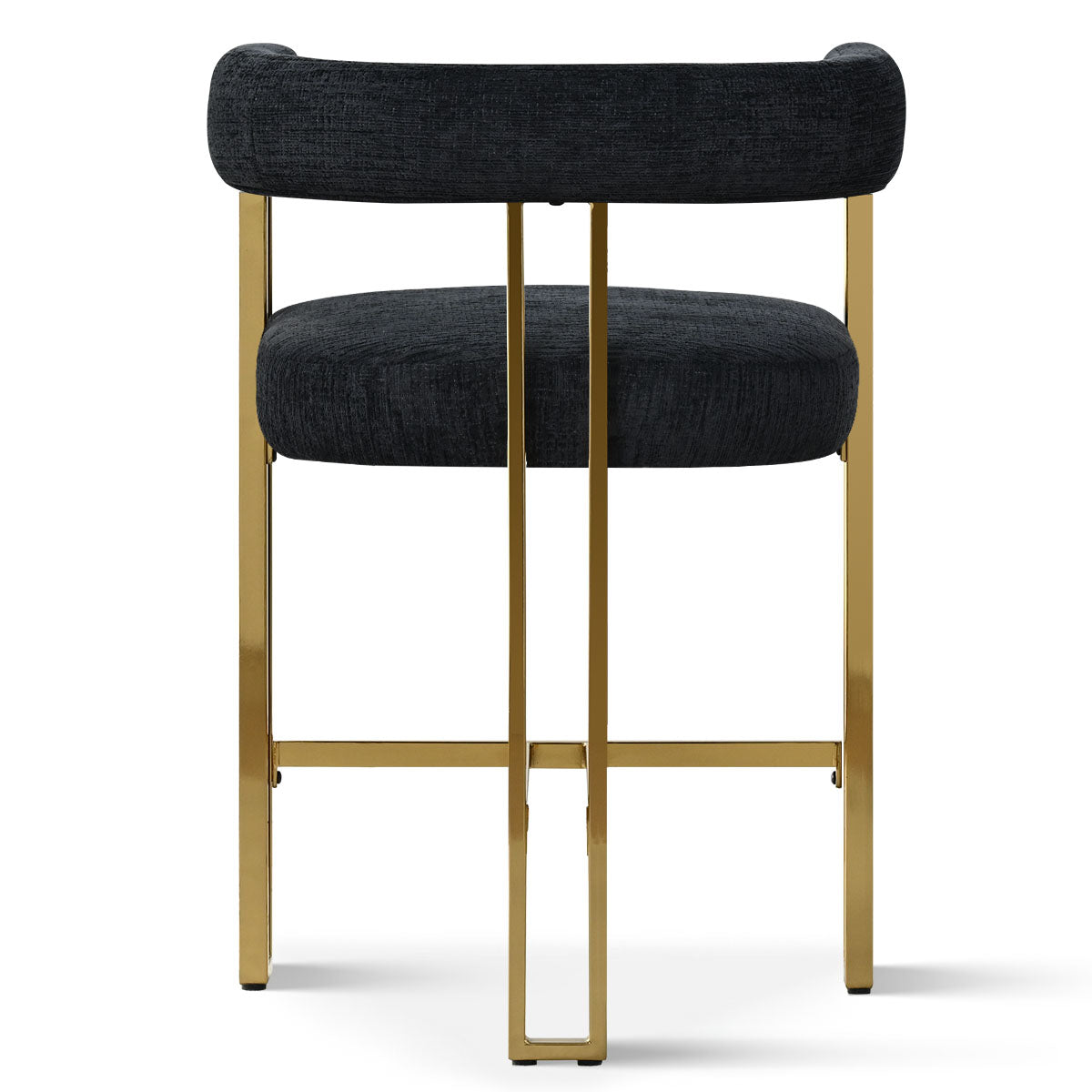 Mia 24" Modern Gold Chenille Counter Stool with Arms (Set of 2)