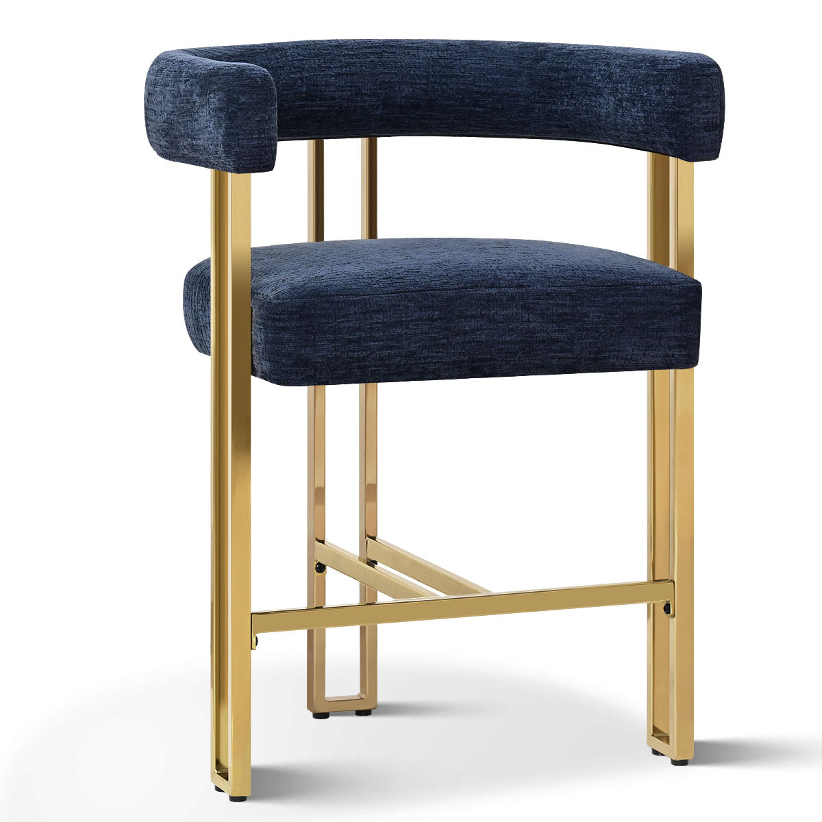 Mia 24" Modern Gold Chenille Counter Stool with Arms (Set of 2)