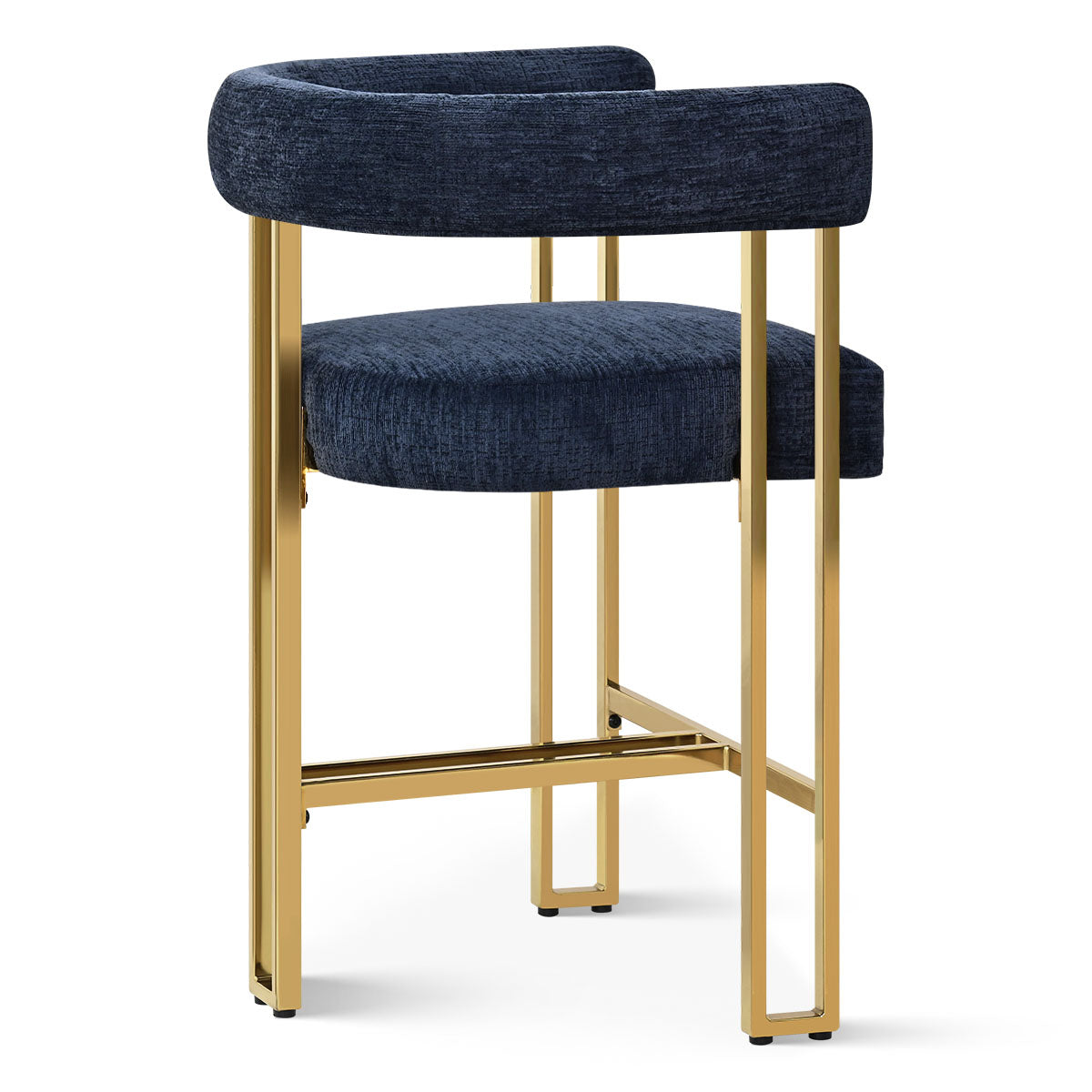 Mia 24" Modern Gold Chenille Counter Stool with Arms (Set of 2)