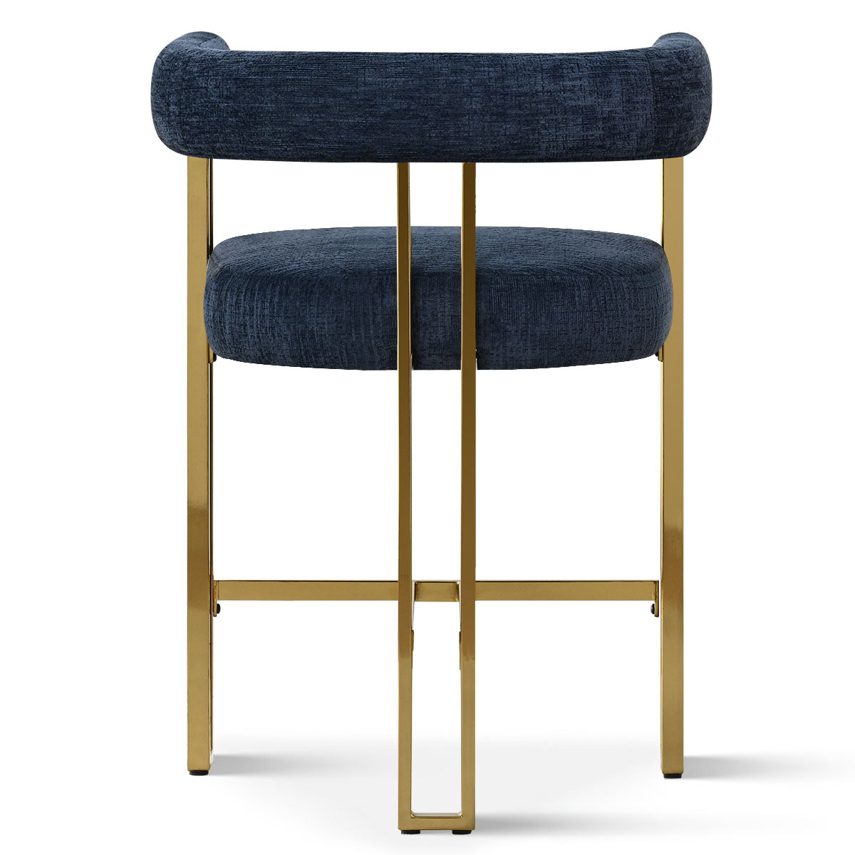 Mia 24" Modern Gold Chenille Counter Stool with Arms (Set of 2)