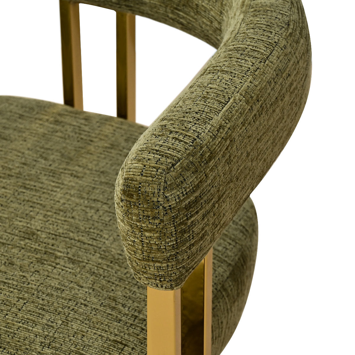 Mia 24" Modern Gold Chenille Counter Stool with Arms (Set of 2)