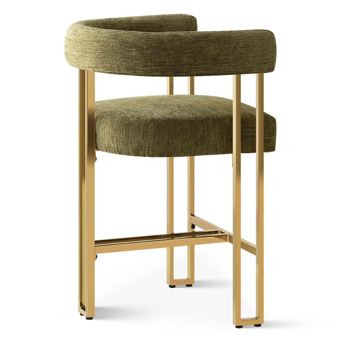 Mia 24" Modern Gold Chenille Counter Stool with Arms (Set of 2)