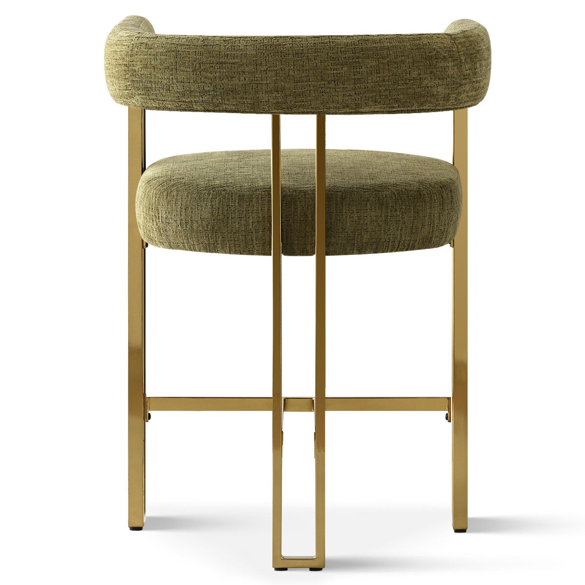 Mia 24" Modern Gold Chenille Counter Stool with Arms (Set of 2)