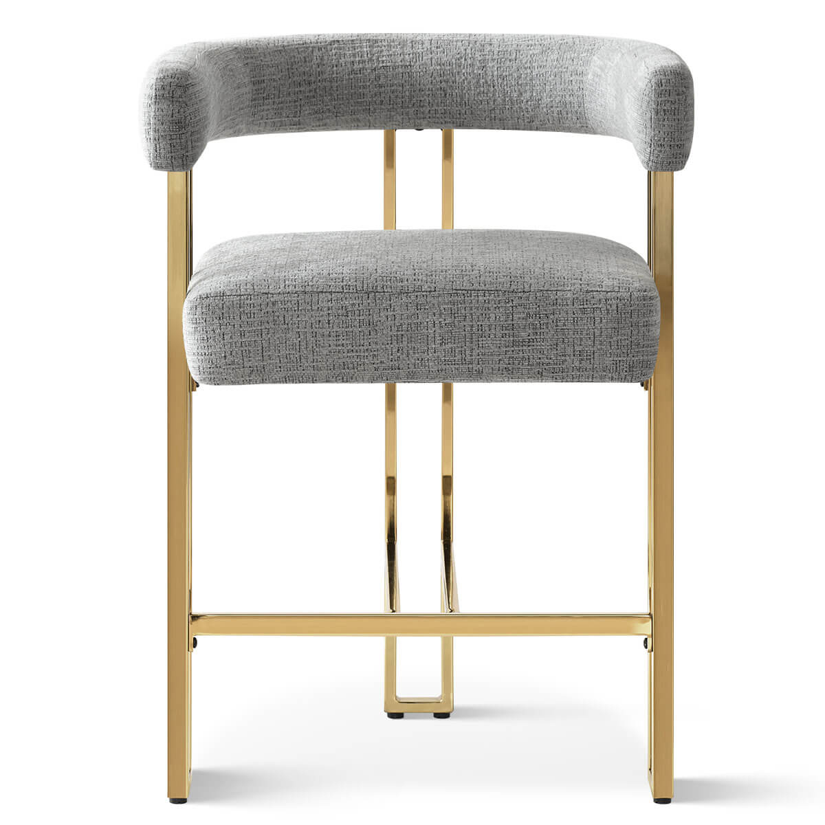 Mia 24" Modern Gold Chenille Counter Stool with Arms (Set of 2)