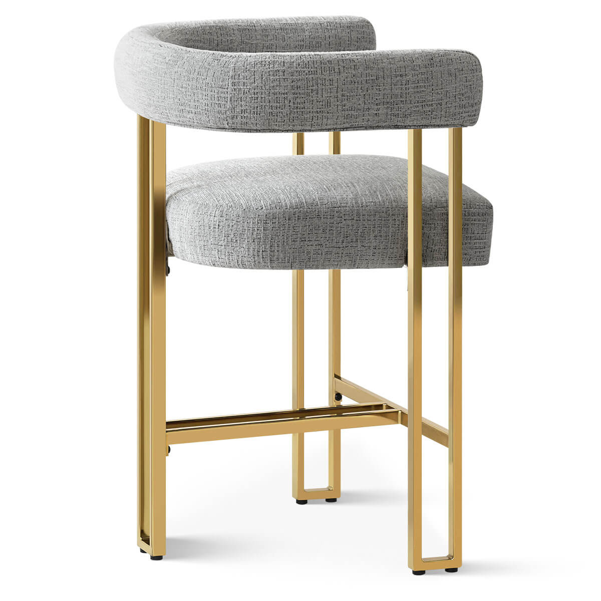 Mia 24" Modern Gold Chenille Counter Stool with Arms (Set of 2)