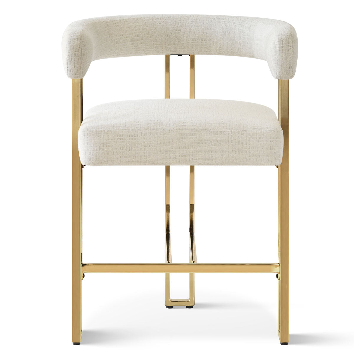 Mia 24" Modern Gold Chenille Counter Stool with Arms (Set of 2)