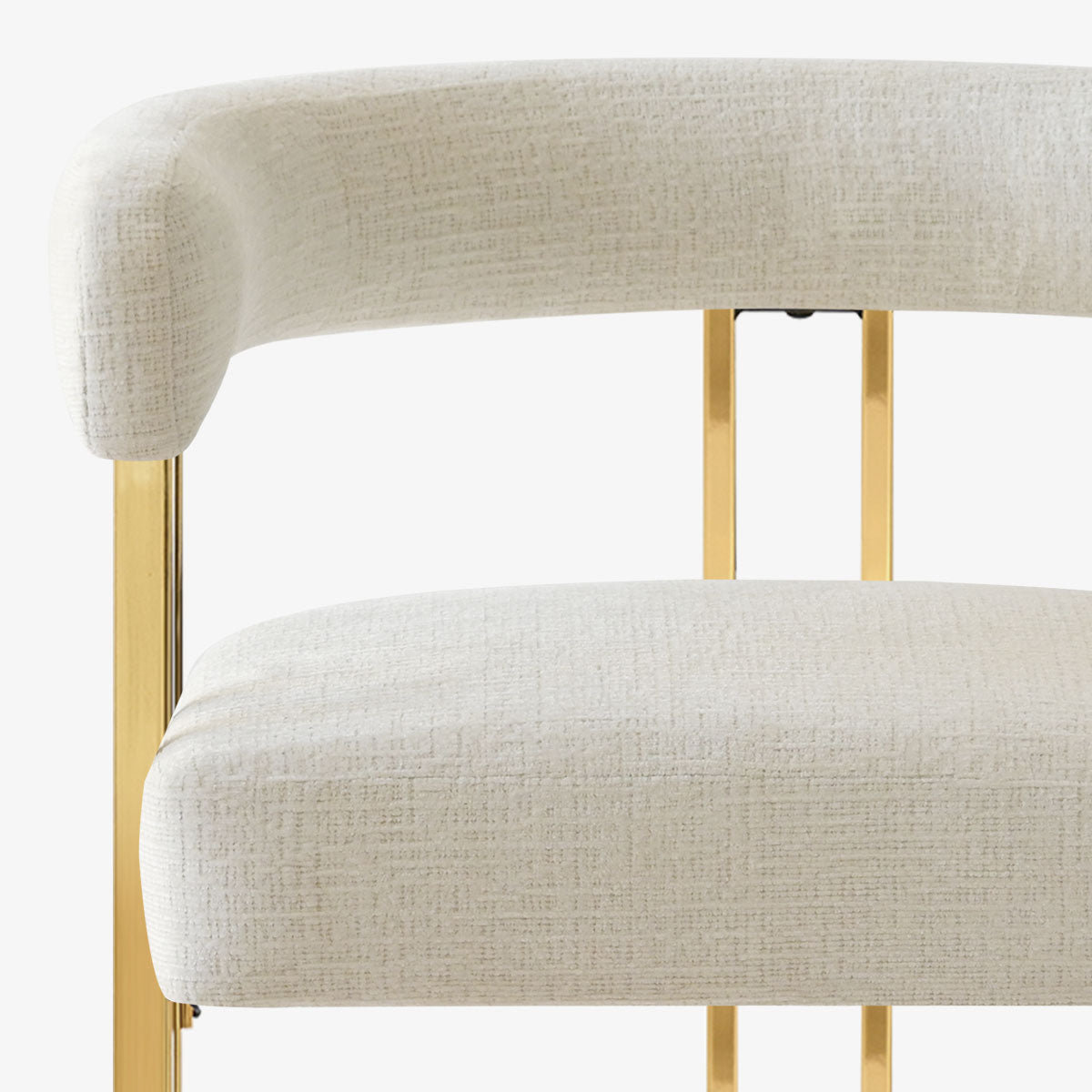 Mia 24" Modern Gold Chenille Counter Stool with Arms (Set of 2)