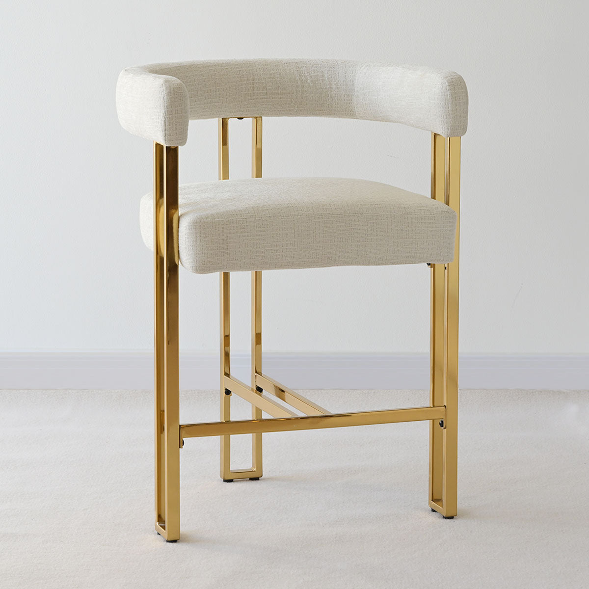 Mia 24" Modern Gold Chenille Counter Stool with Arms (1-piece)