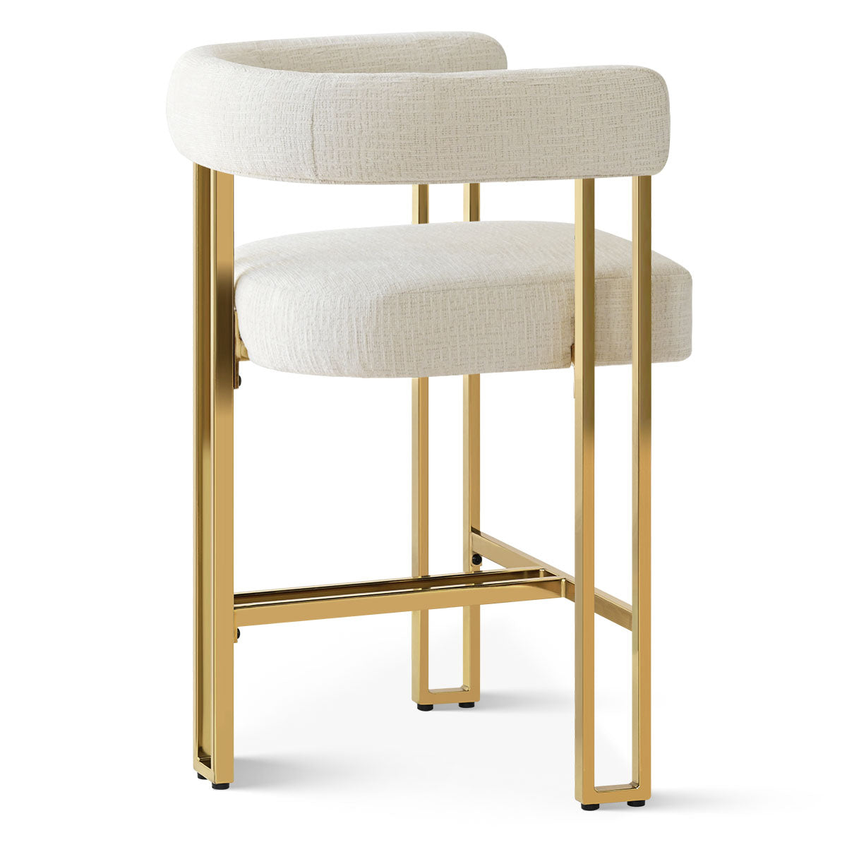 Mia 24" Modern Gold Chenille Counter Stool with Arms (Set of 2)