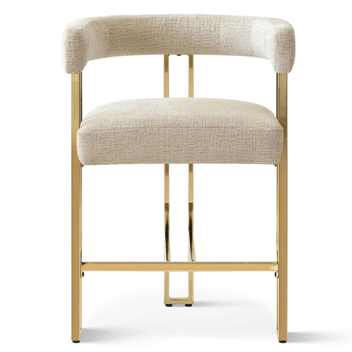 Mia 24" Modern Gold Chenille Counter Stool with Arms (Set of 2)